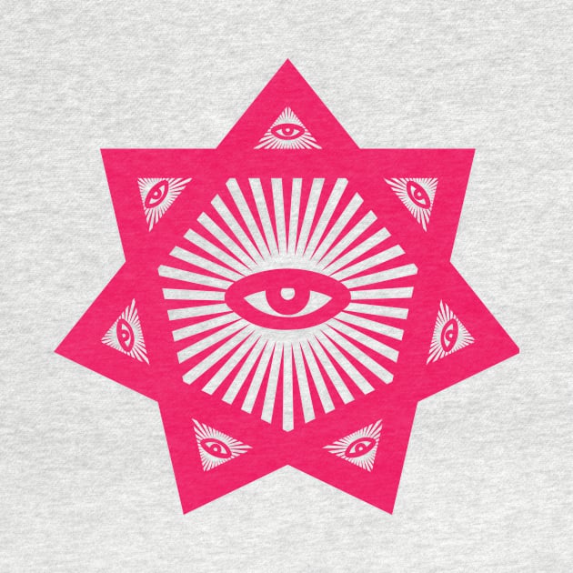 Heptagram 7 Sided Star With All Seeing Eye Scared Geometry by Nonstop Shirts